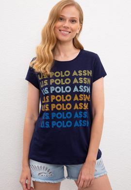 Kadın Lacivert Bisiklet Yaka T-Shirt - 50225805001