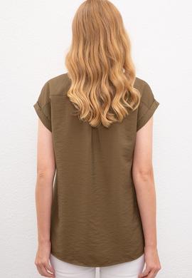 Kadın Yeşil Gömlek Kısakol - 50218785011