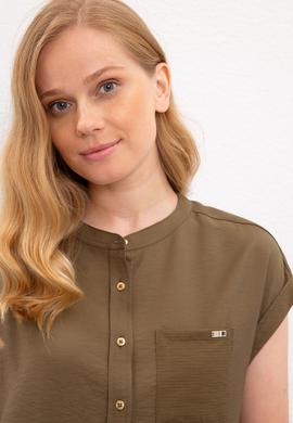 Kadın Yeşil Gömlek Kısakol - 50218785011