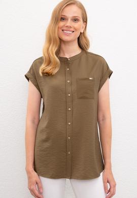 Kadın Yeşil Gömlek Kısakol - 50218785011