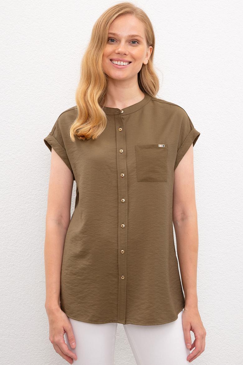 Kadın Yeşil Gömlek Kısakol