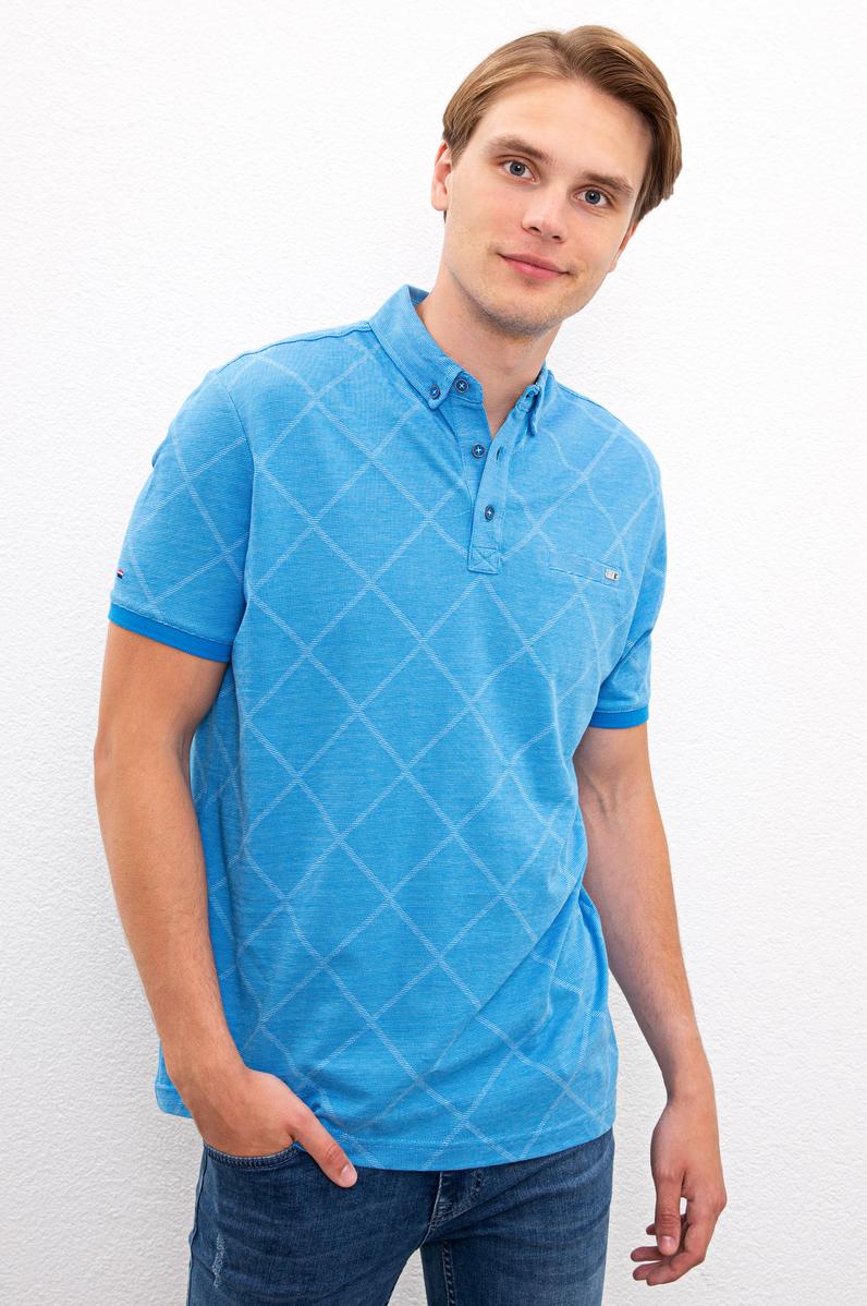 Erkek Kobalt Polo Yaka Tişört