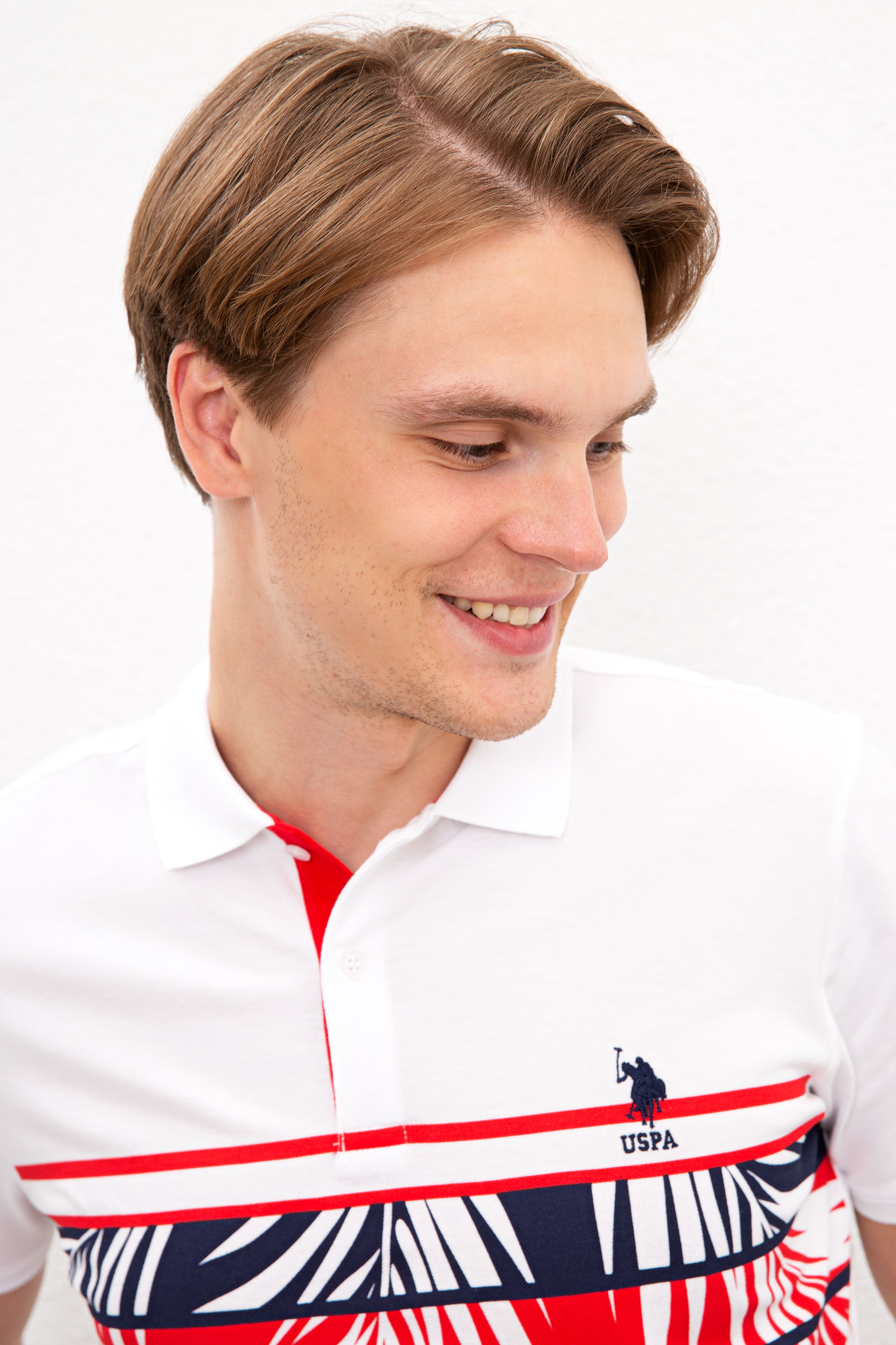 Erkek Beyaz Polo Yaka T-Shirt - Image 2
