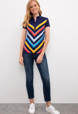 Kadın Lacivert Polo Yaka T-Shirt - 50202534009