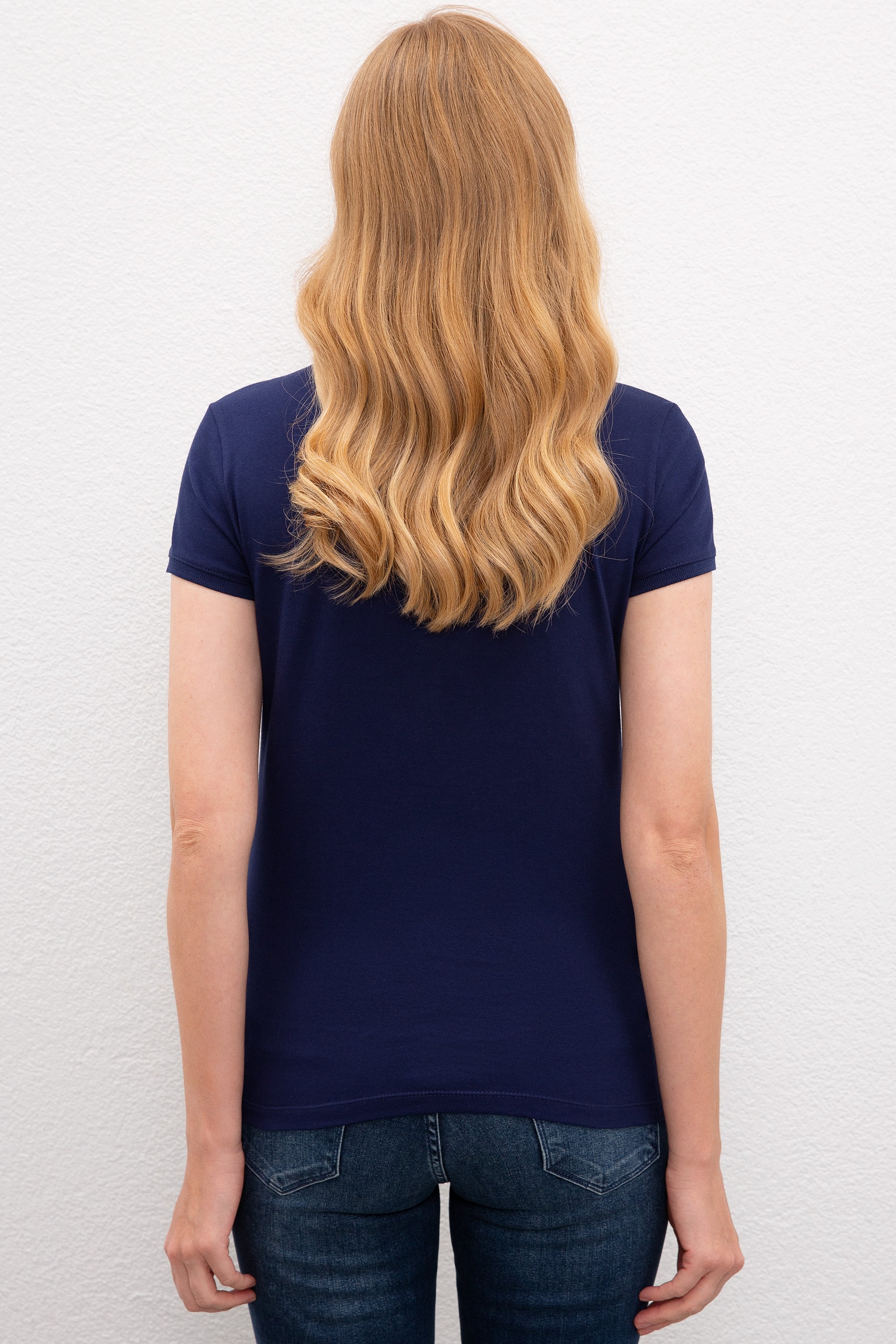Kadın Lacivert Polo Yaka T-Shirt
