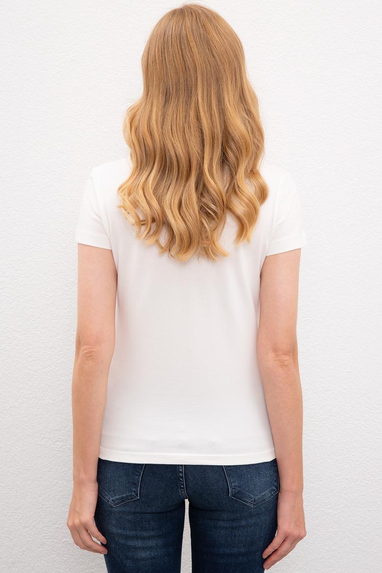 Kadın Beyaz Polo Yaka T-Shirt - 50217839002