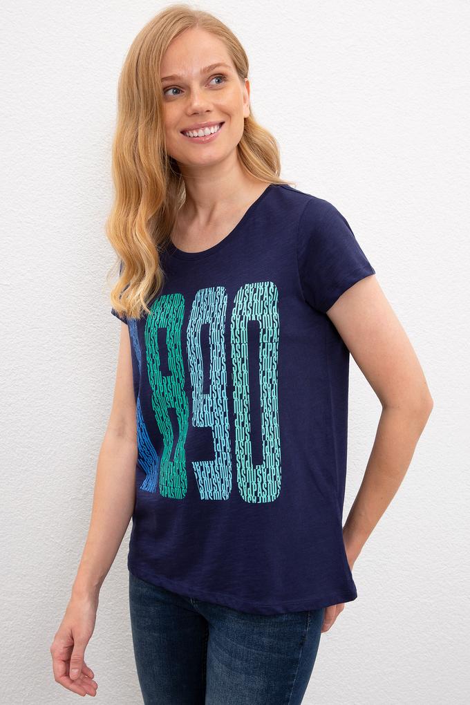 Kadın Lacivert Bisiklet Yaka T-Shirt