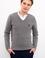 Erkek Gri Melanj V-Yaka Triko Kazak Basic