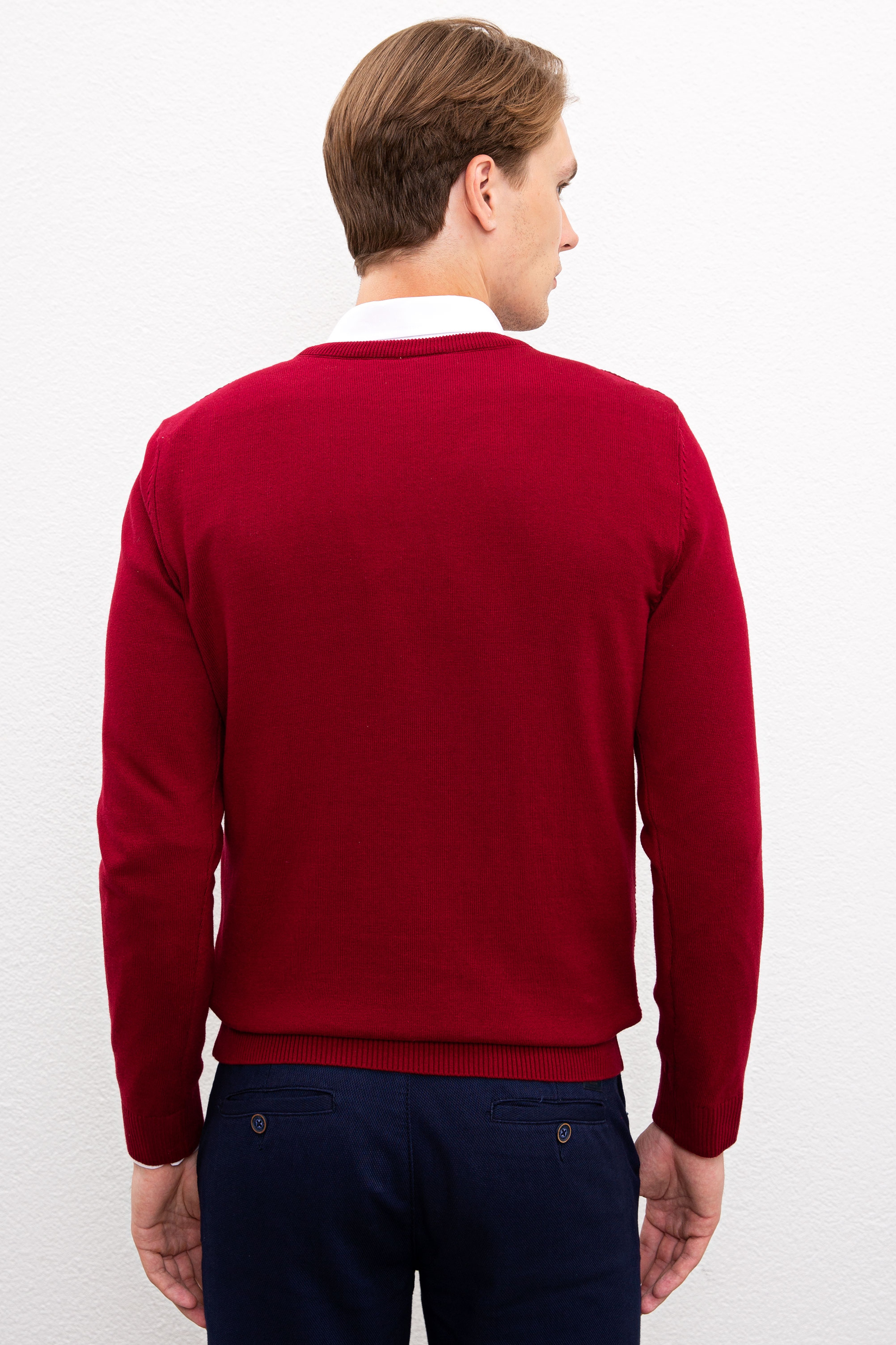 Erkek Bordo Basic Kazak - Image 3