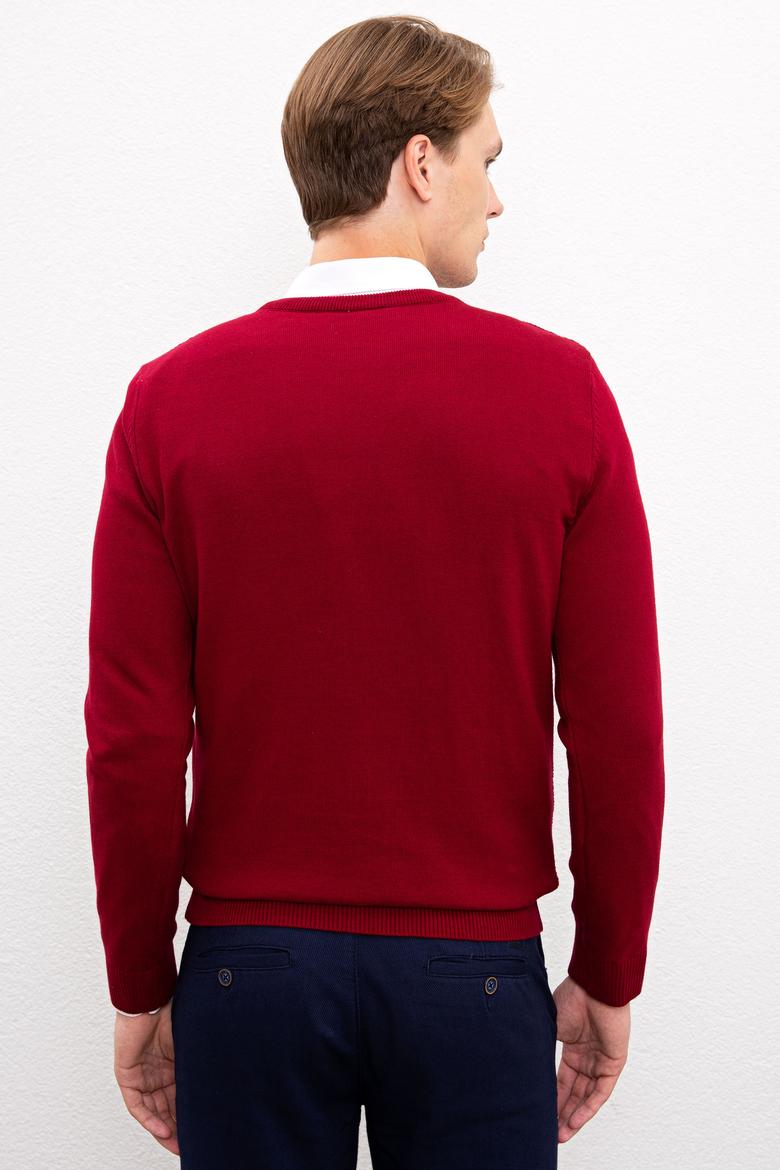 Erkek Bordo Basic Kazak - 50224890072