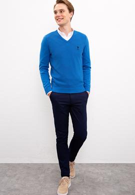 Erkek Kobalt Mavi Basic Kazak - 50224890092