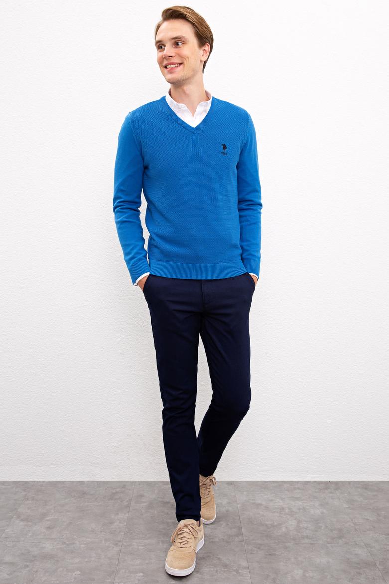 Erkek Kobalt Mavi Basic Kazak - 50224890092