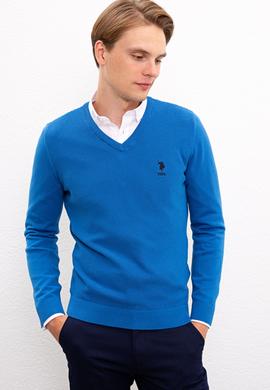 Erkek Kobalt Mavi Basic Kazak - 50224890092