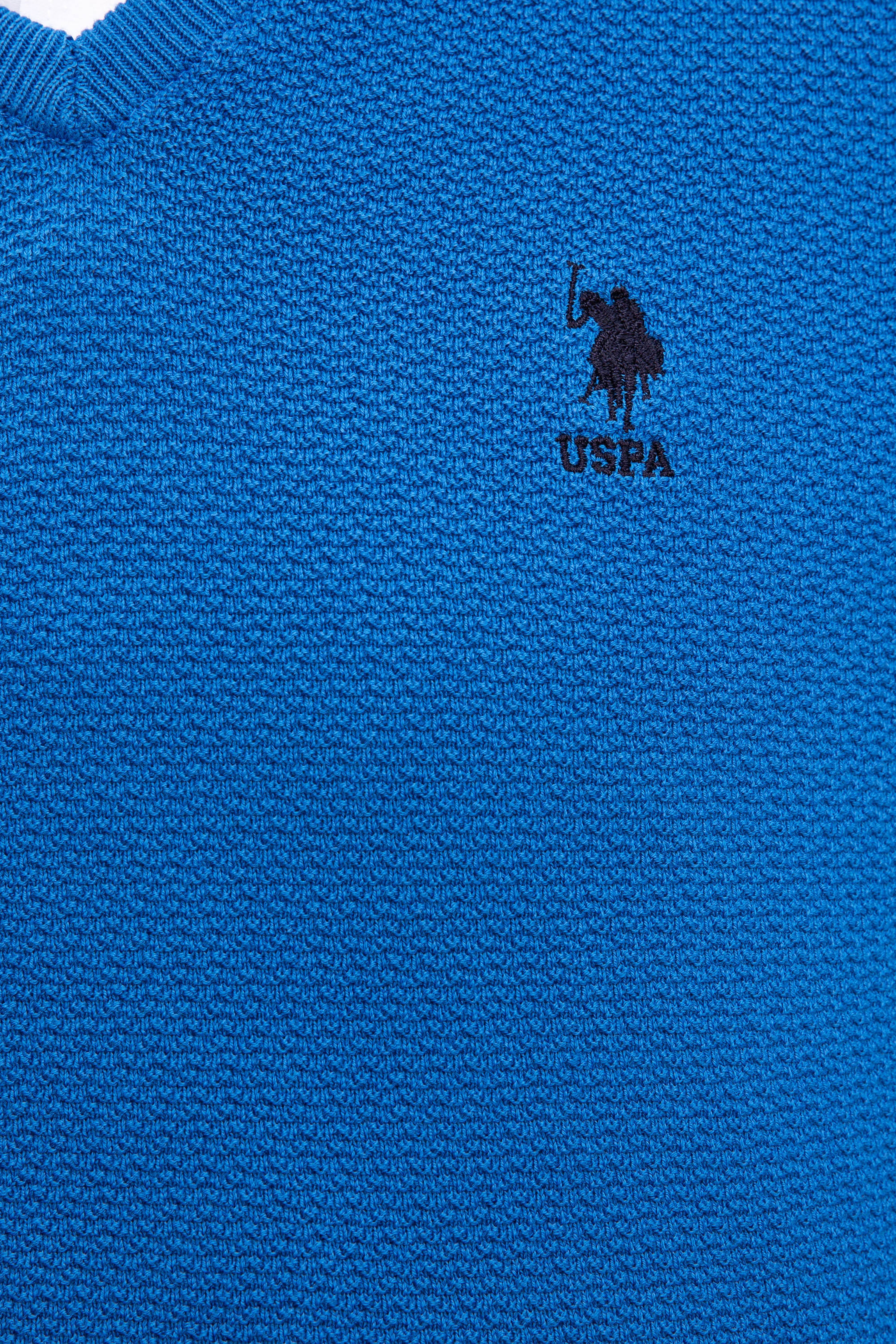 Erkek Kobalt V-Yaka Triko Kazak Basic