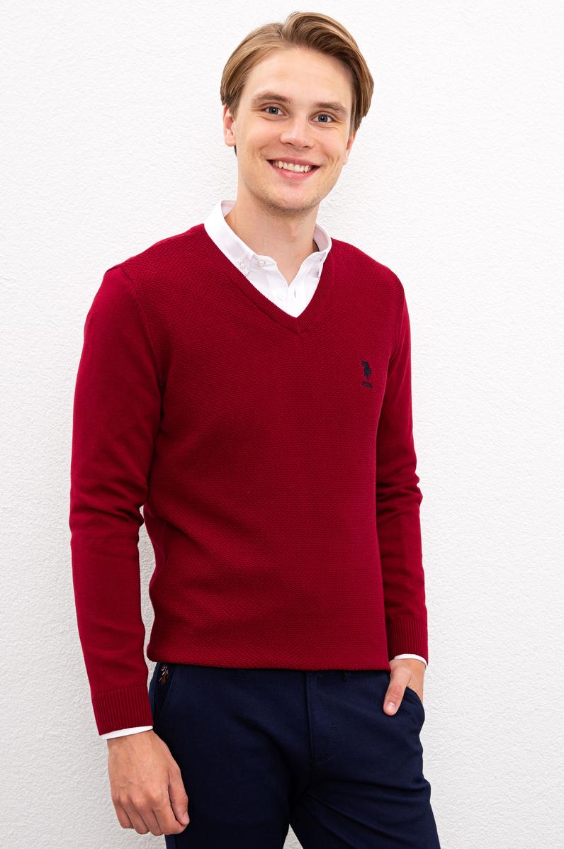 Erkek Bordo Basic Kazak