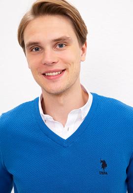 Erkek Kobalt Mavi Basic Kazak - 50224890092