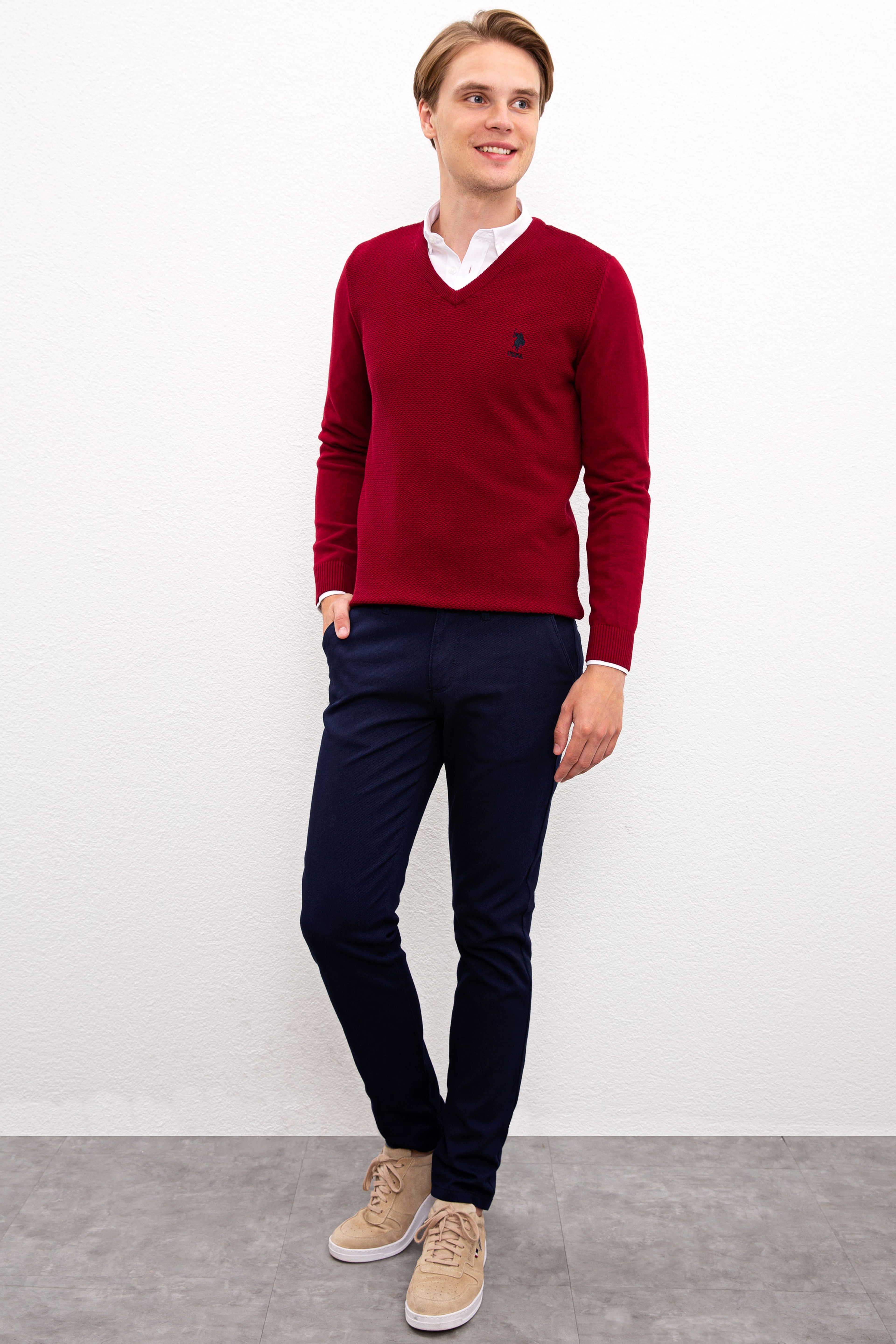 Erkek Bordo Basic Kazak