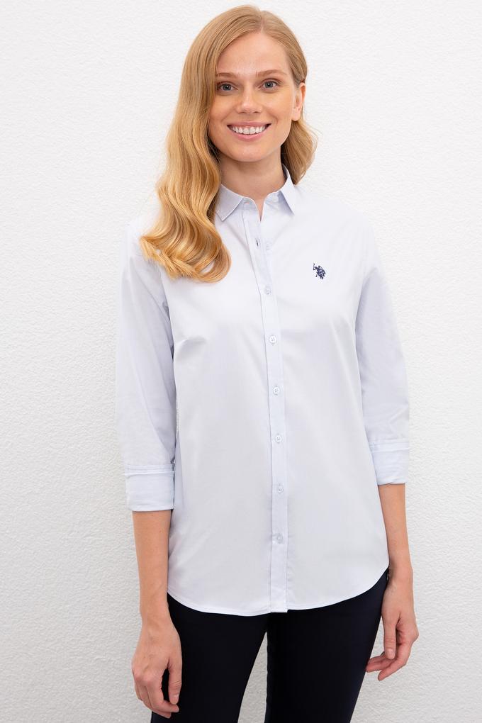 Kadın Mavi Gömlek Uzunkol Basic