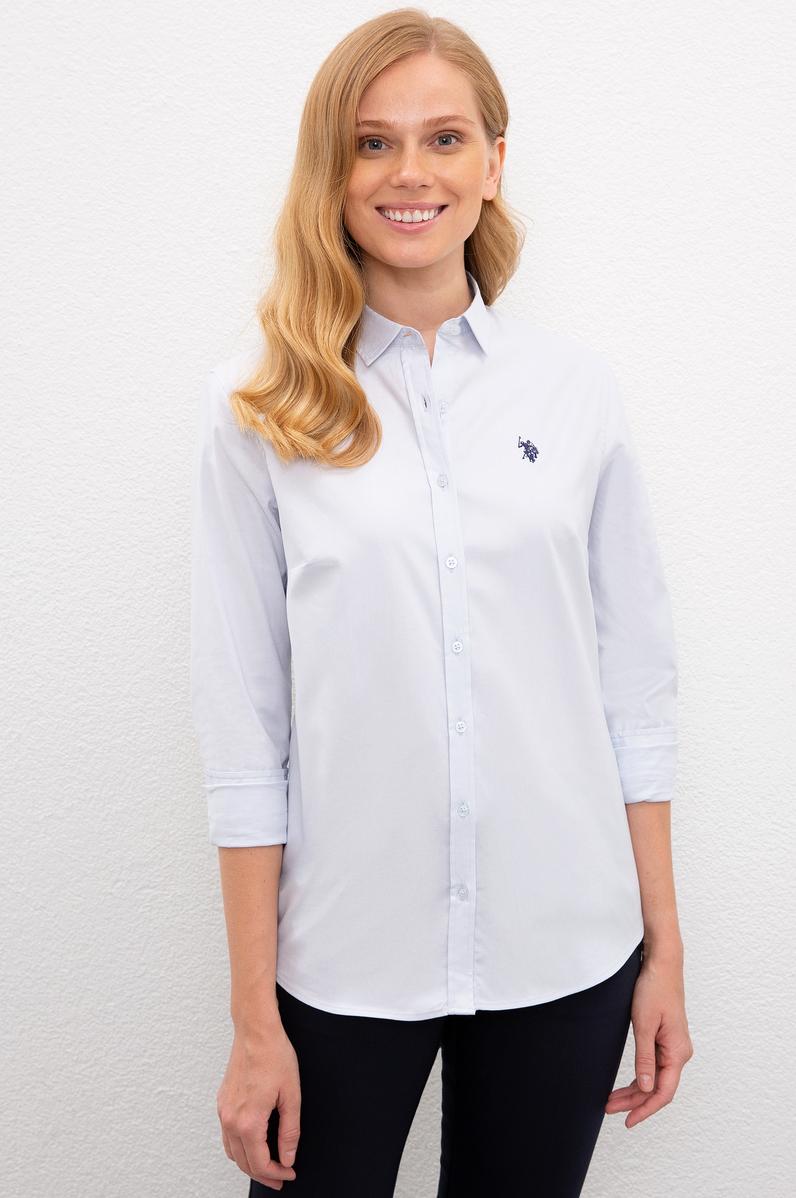 Kadın Mavi Gömlek Uzunkol Basic