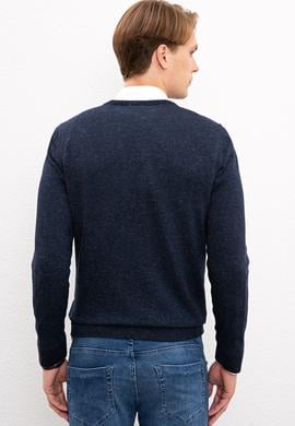 Erkek Lacivert V-Yaka Triko Kazak - 50223888001