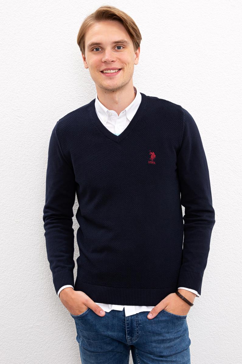 Erkek Lacivert Basic Kazak