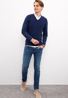 Erkek İndigo Basic Kazak - 50224890042