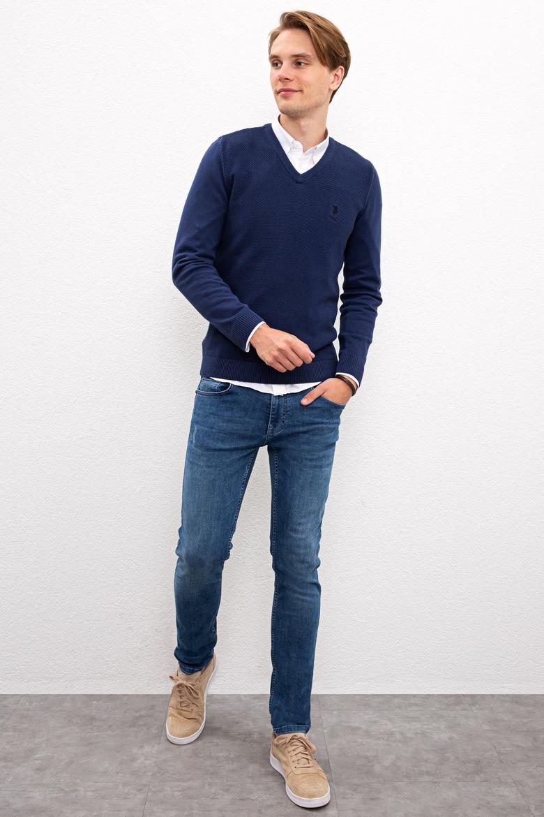 Erkek İndigo Basic Kazak - 50224890042