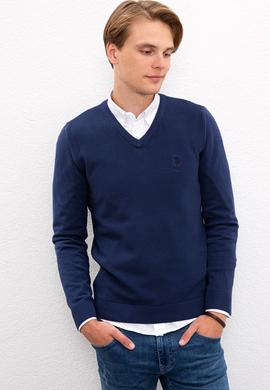 Erkek İndigo Basic Kazak - 50224890042