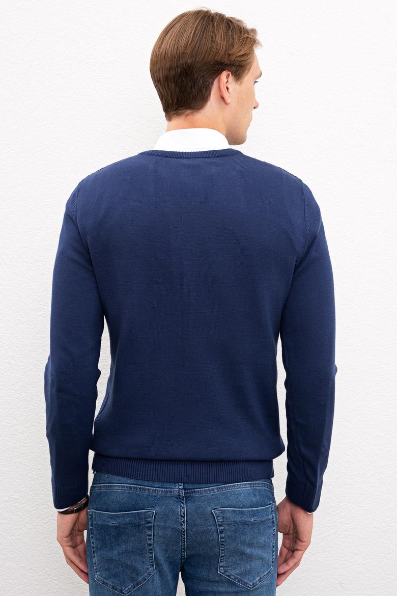 Erkek İndigo Basic Kazak - 50224890042