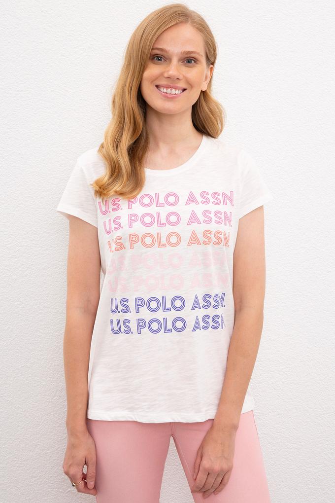 Kadın Beyaz Bisiklet Yaka T-Shirt