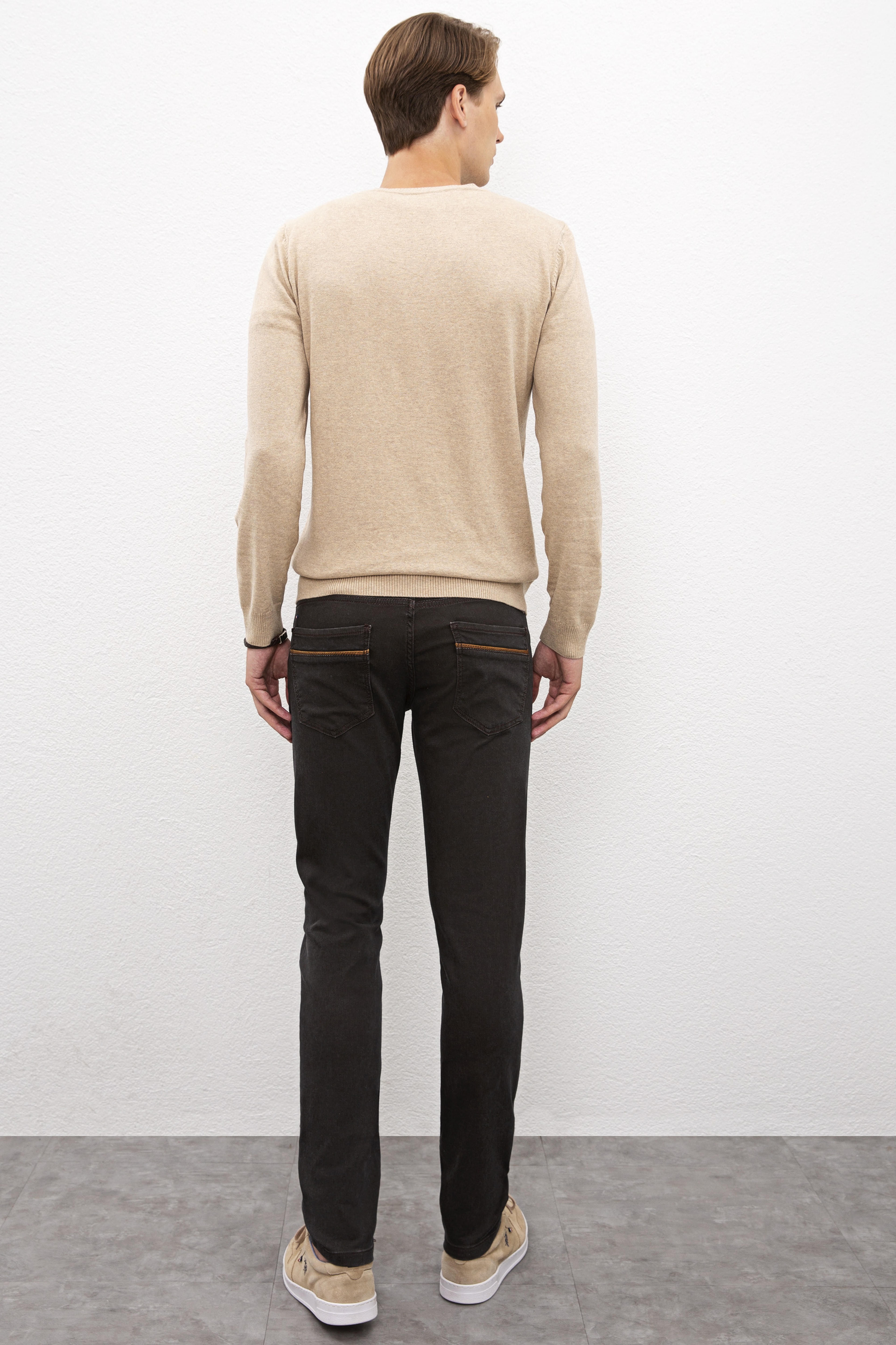 Erkek Kahverengi Denim Pantolon