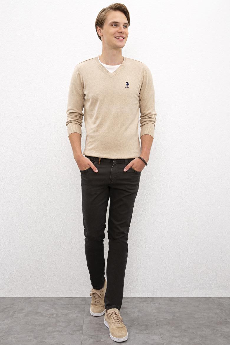 Erkek Kahverengi Denim Pantolon