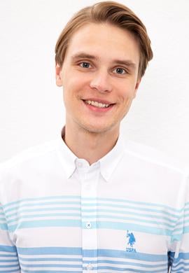 Erkek Turkuaz Mavi Yatay Çizgili Gömlek Uzunkol - 50219643022