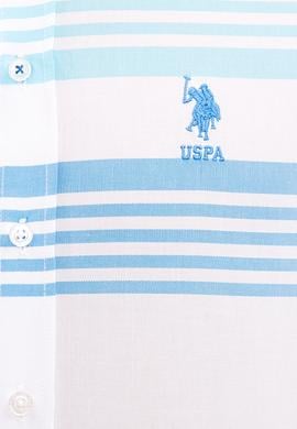 Erkek Turkuaz Mavi Yatay Çizgili Gömlek Uzunkol - 50219643022