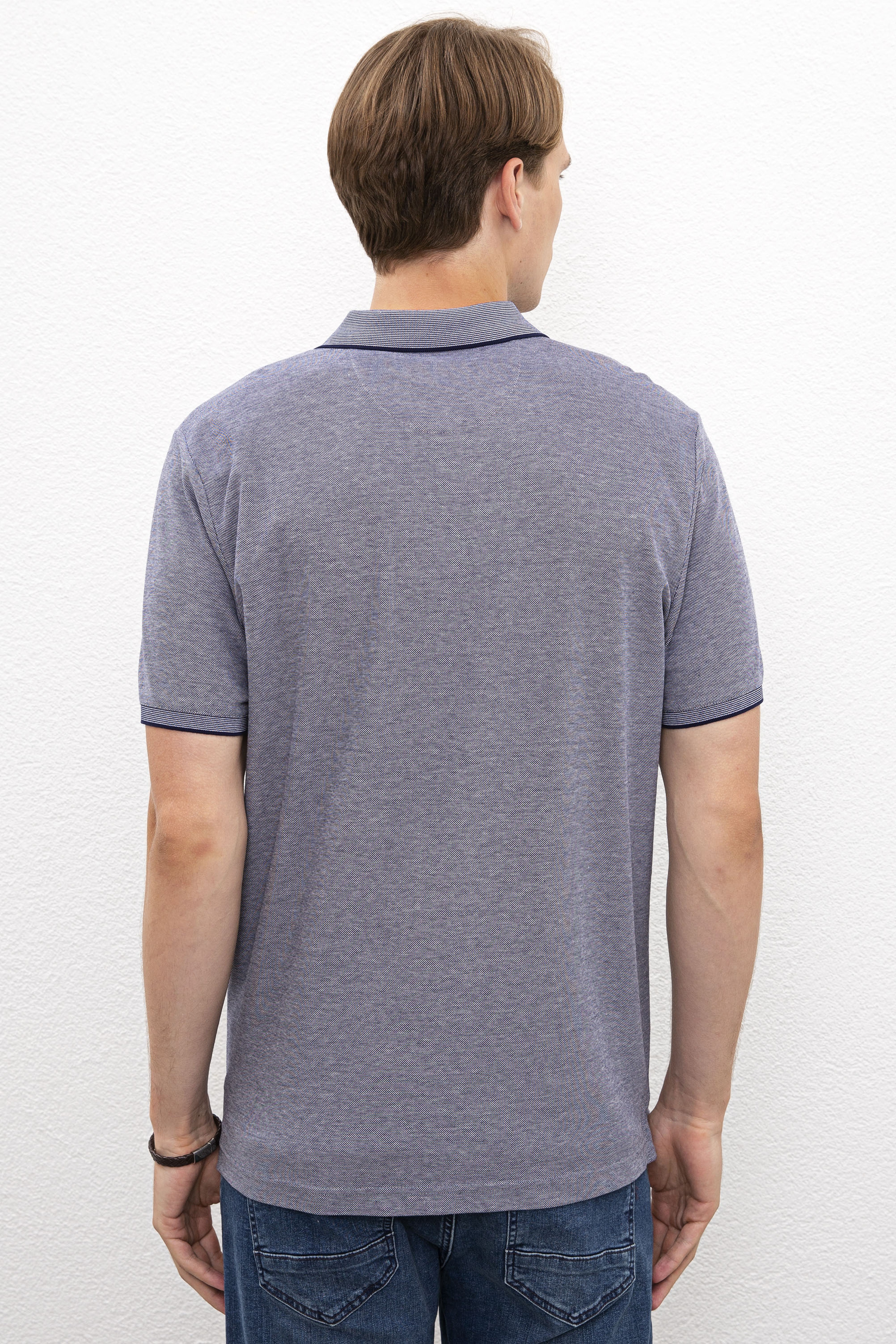 Erkek Lacivert Polo Yaka T-Shirt - Image 3