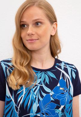 Kadın Lacivert Bisiklet Yaka Tişört - 50218063013