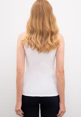 Kadın Beyaz Bisiklet Yaka T-Shirt Basic - 50219868016