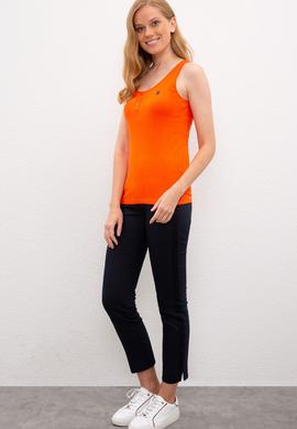 Kadın Nar Çiçeği Bisiklet Yaka T-Shirt Basic - 50219868073