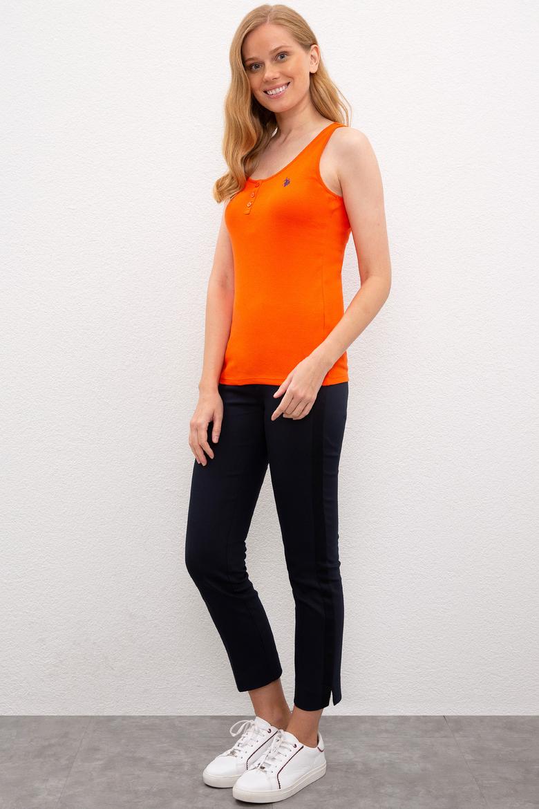 Kadın Nar Çiçeği Bisiklet Yaka T-Shirt Basic - 50219868073