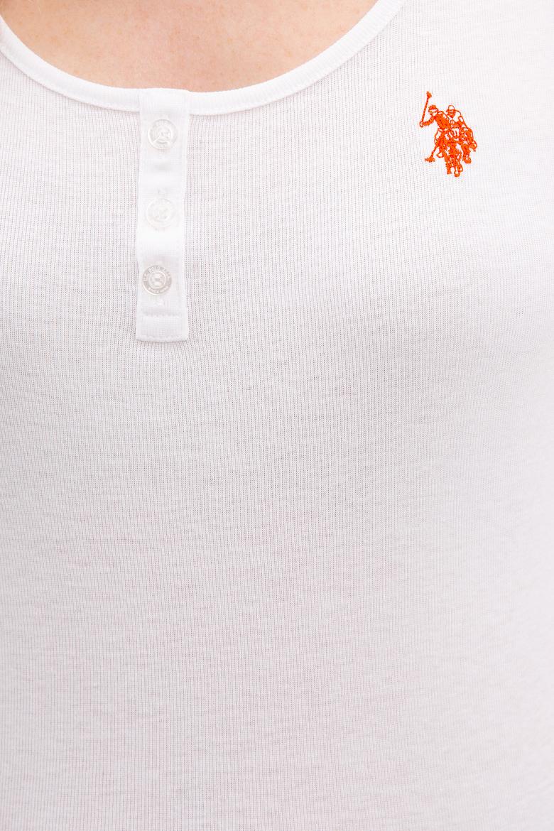 Kadın Beyaz Bisiklet Yaka T-Shirt Basic - 50219868016