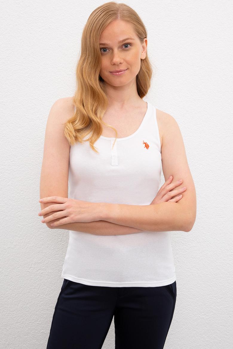 Kadın Beyaz Bisiklet Yaka T-Shirt Basic