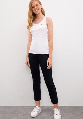 Kadın Beyaz Bisiklet Yaka T-Shirt Basic - 50219868016