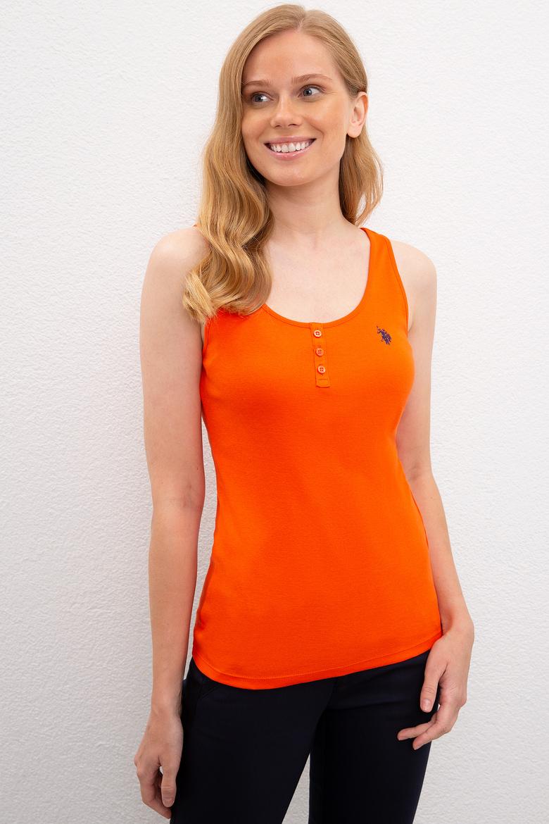 Kadın Nar Çiçeği Bisiklet Yaka T-Shirt Basic