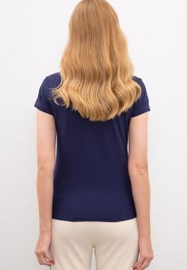 Kadın Lacivert Polo Yaka Tişört - 50220588016