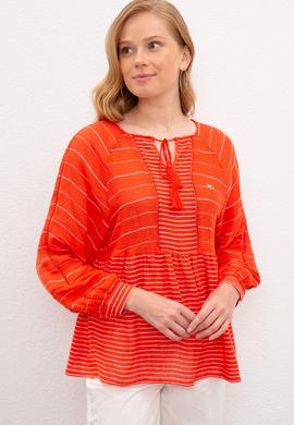 Kadın Nar Çiçeği Gömlek Uzunkol - 50219782002