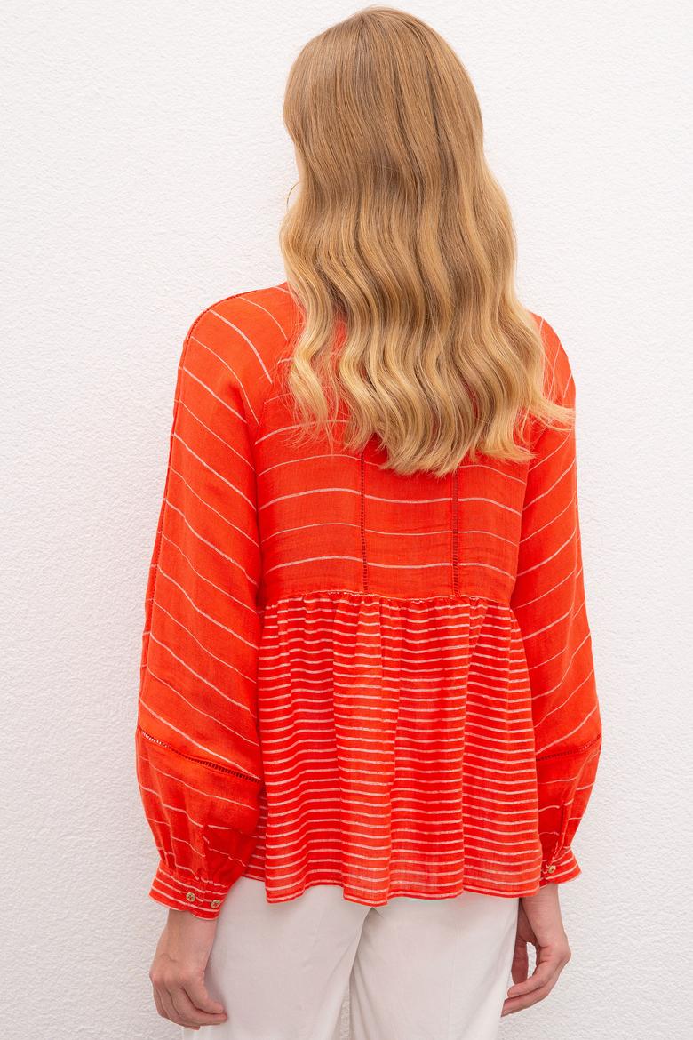 Kadın Nar Çiçeği Gömlek Uzunkol - 50219782002