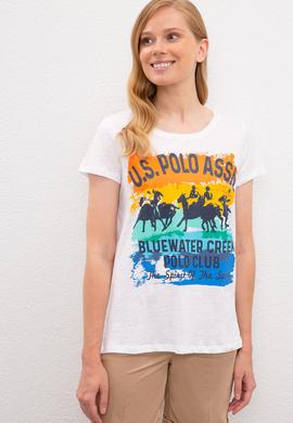 Kadın Beyaz Bisiklet Yaka T-Shirt - 50222315005