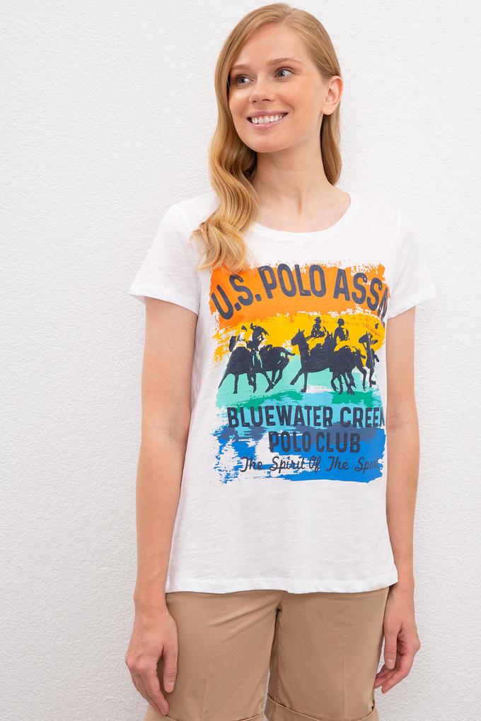 Kadın Beyaz Bisiklet Yaka T-Shirt