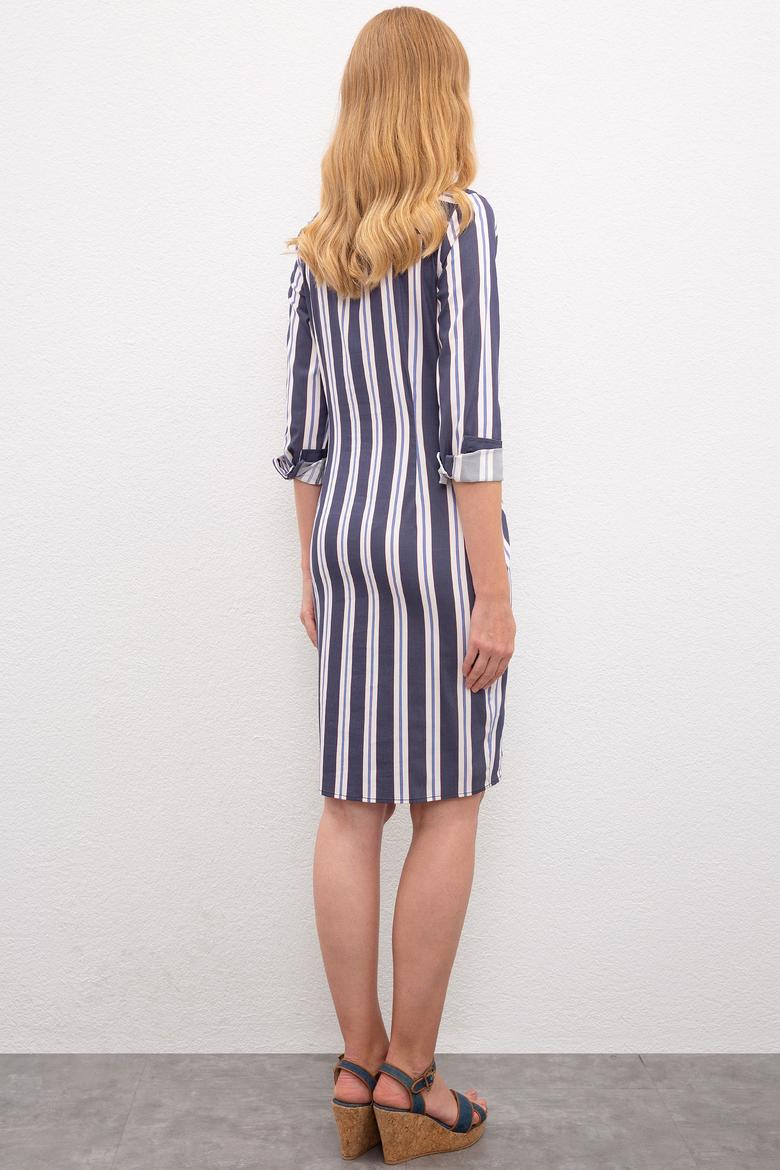 Kadın Lacivert Dokuma Elbise - 50199160004