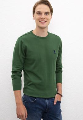 Erkek Yeşil Bisiklet Yaka Triko Kazak Basic - 50206745074